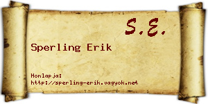 Sperling Erik névjegykártya